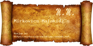 Mirkovics Malakiás névjegykártya